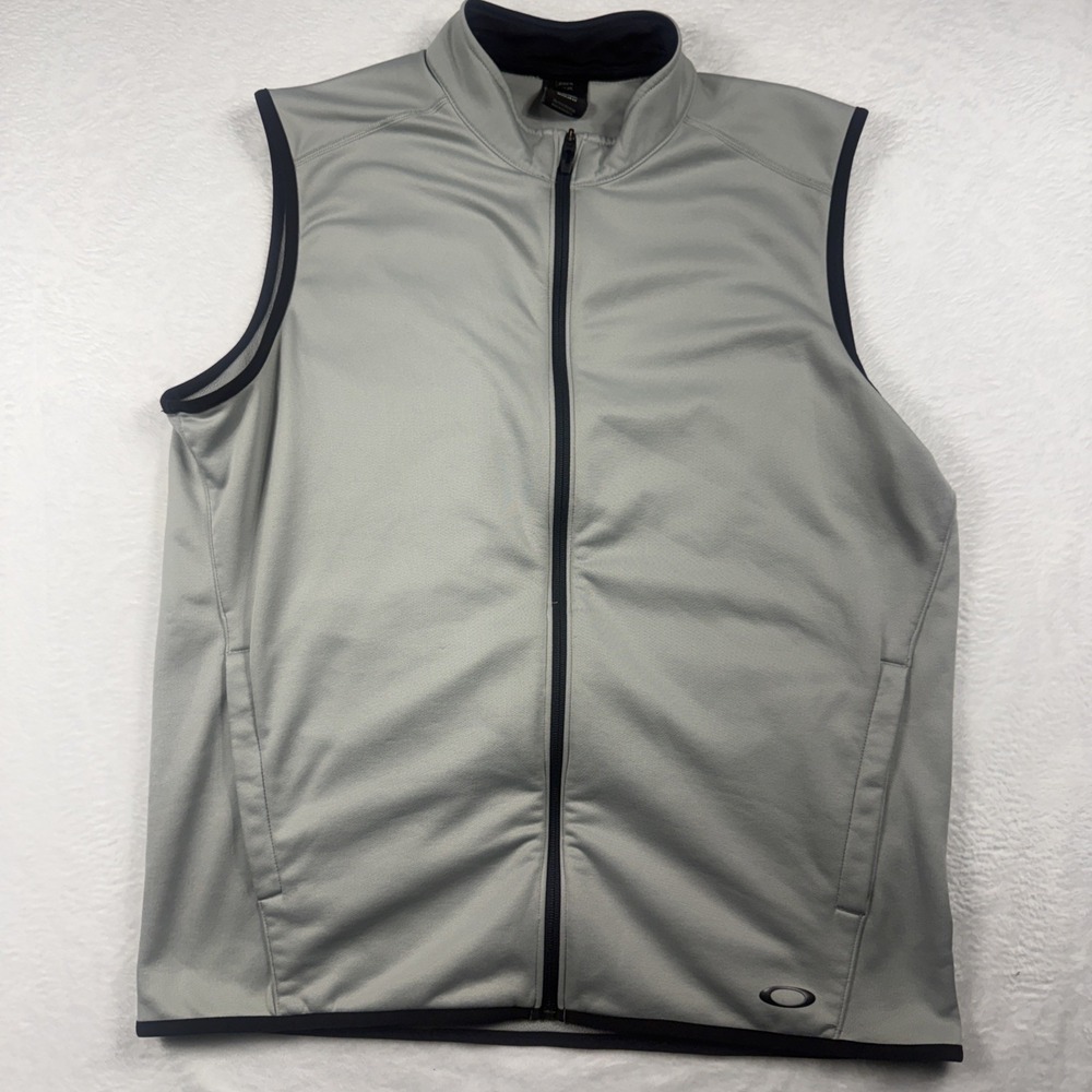 Oakley Gray Full Zip Performance Golf Vest Men's XL Lightweight Athletic Casual